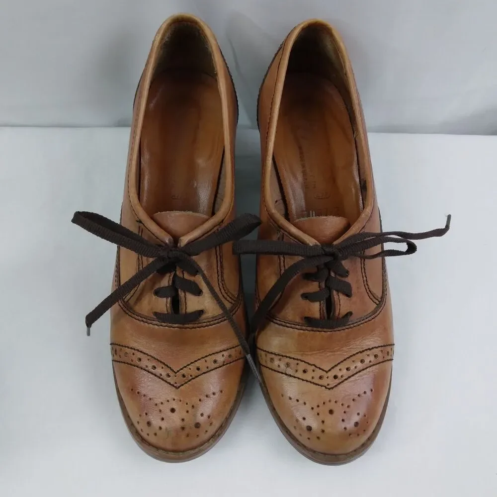 Fling Oxfords Wingtip Brogue Block Heels Leather Y2K Academia Women's 7
